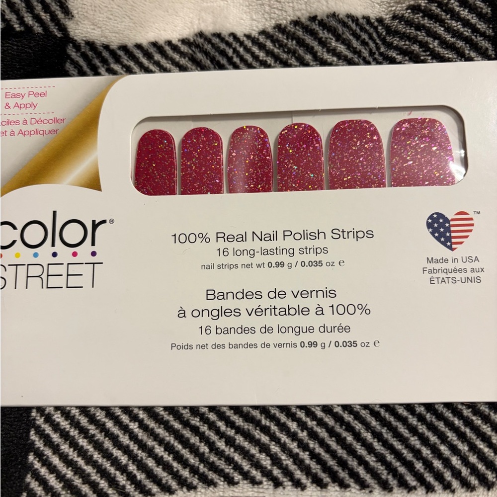 Color Street Sparkling Pinkish Red Nail Strips CHILE IT COOL